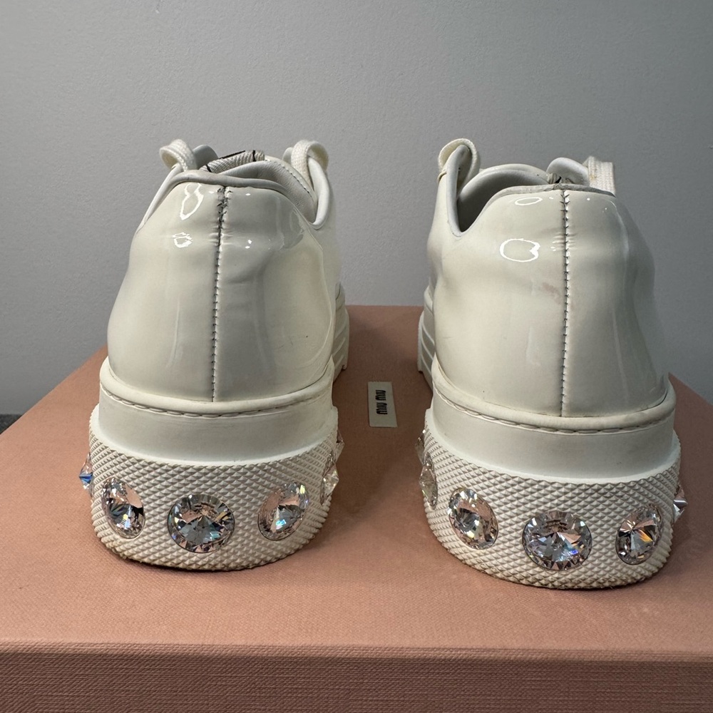 Miu Miu Glossy White Sneakers - Picture 5 of 7
